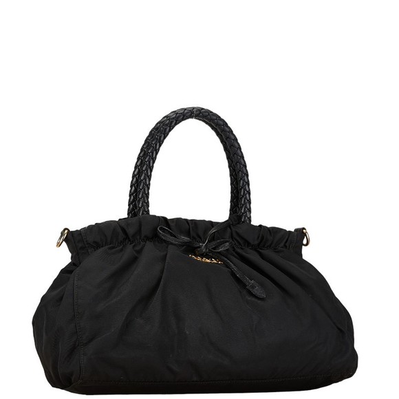 Prada Black Handbag Motif Nylon Ribbon - Picture 1 of 11